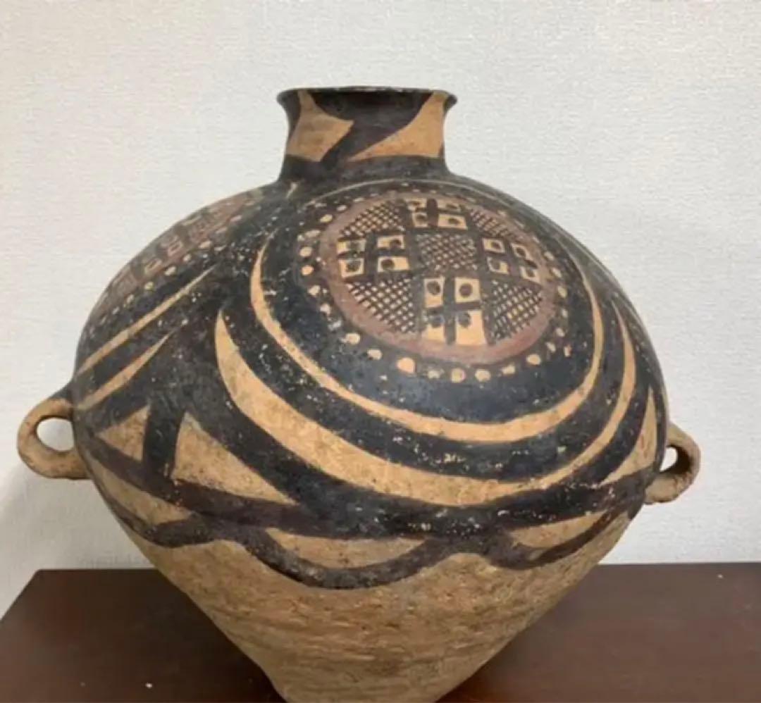 彩陶 【中国彩陶双耳大壷 アンダーソン土器/出土品】紀元前五千年 共