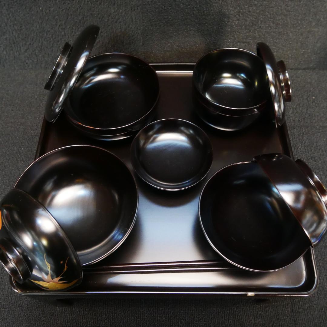 御霊供膳 輪島塗 極上本堅地 布着 昭和初期 岡崎市発送 7078