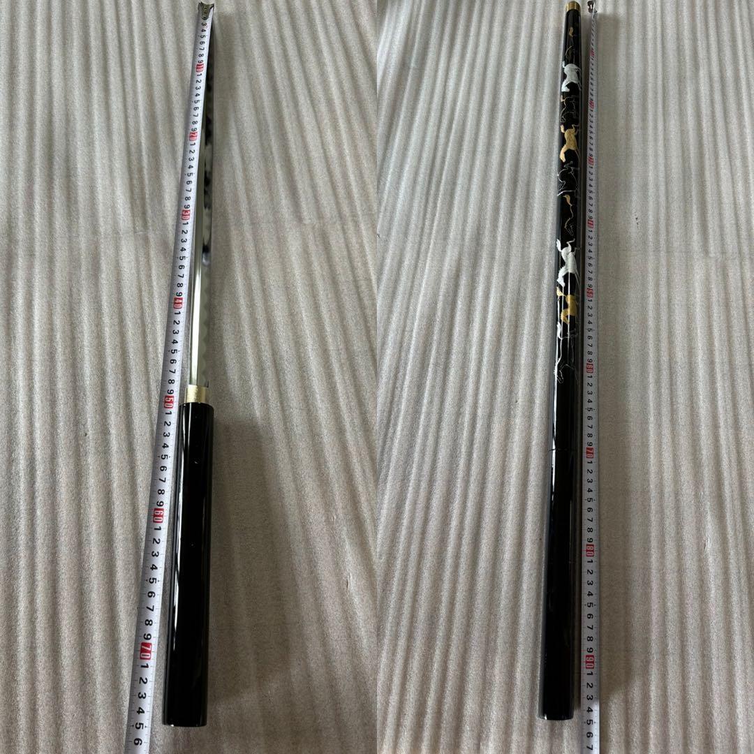 杖刀 模造刀 蒔絵 九馬図木鞘 乱れ刃紋 杖 レプリカ