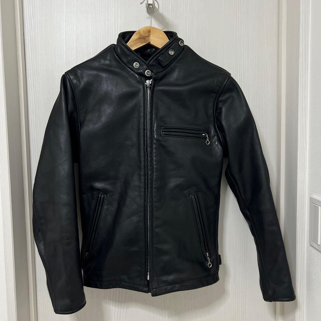 Schott 641 シングルライダース ボアライナー付 サイズ34 ブラック