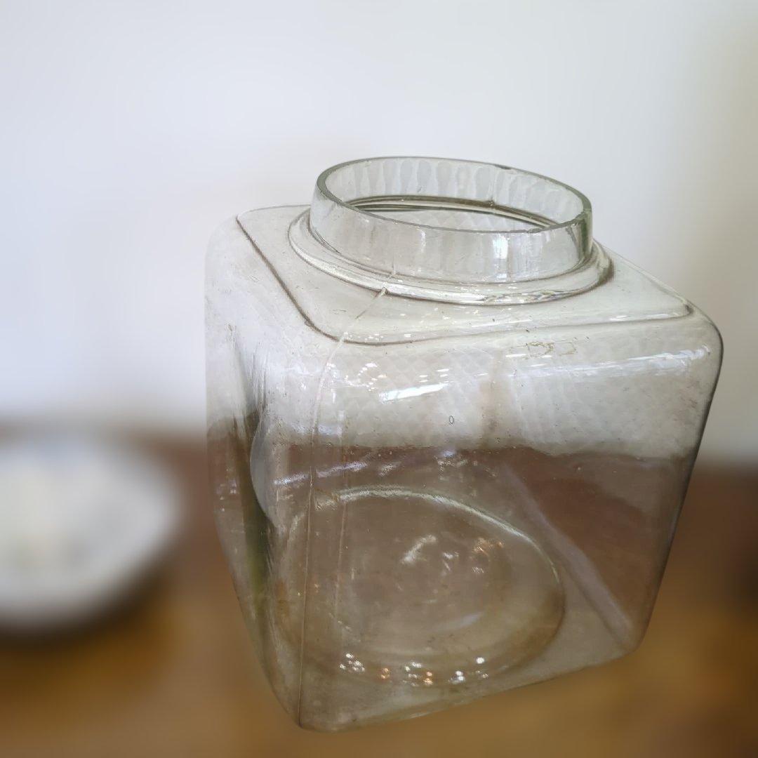 骨董 ガラス瓶 アルミ蓋 角瓶 ガラス 駄菓子屋 瓶 アンティーク