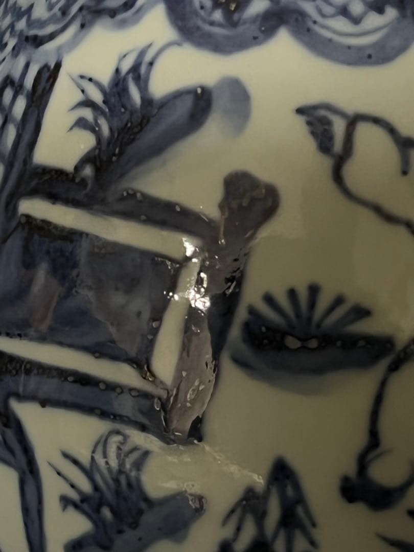 【倉庫整理品】中国古美術　清時代染付人物玉壺春瓶 ：XG--33