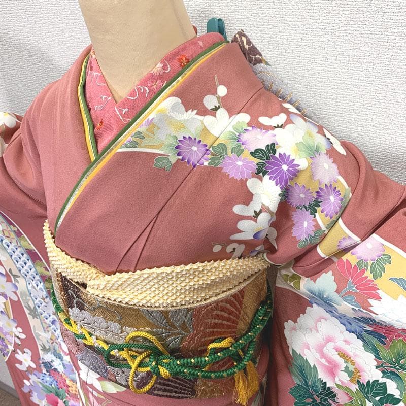 506z5〇小柄な方にも 作家物 真一 友禅 振袖 ピンク〇美品