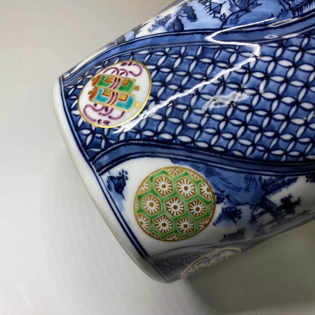 【茶道具】平安秀峰造　色絵祥瑞捻丸文宝水指（共箱）