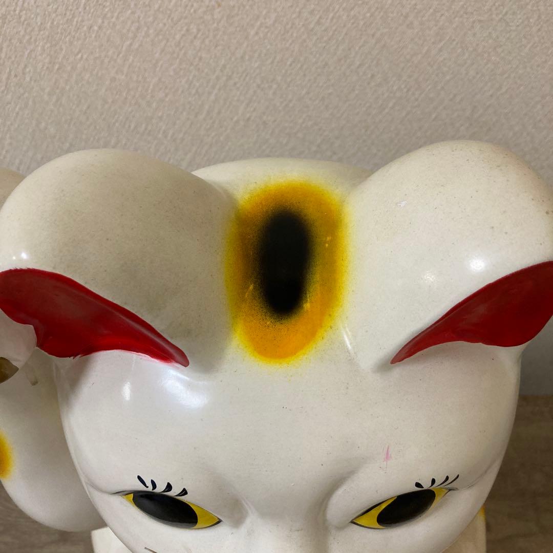 特大 古い招き猫 招福置物 貯金箱 千万両縁起物〈検 常滑焼 七福神 薬師
