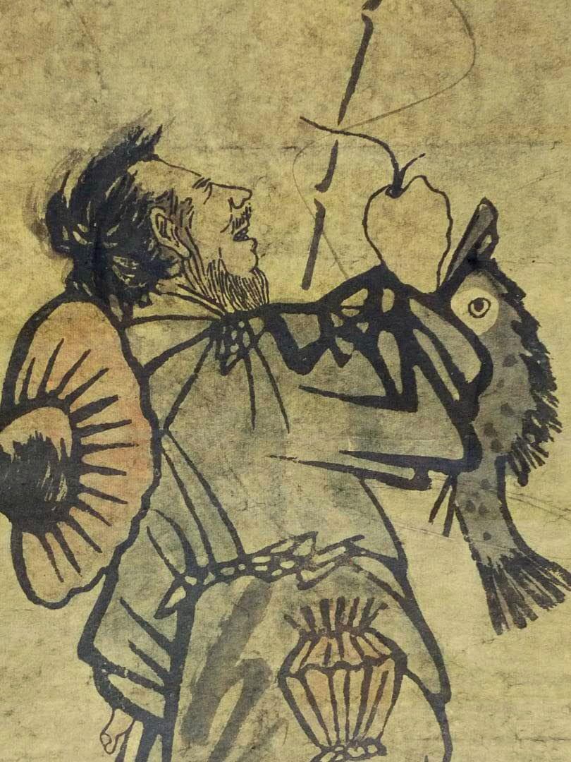 ♥とても古い 掛け軸 中国 人物 掛軸 釣り人 骨董品 古玩 居正