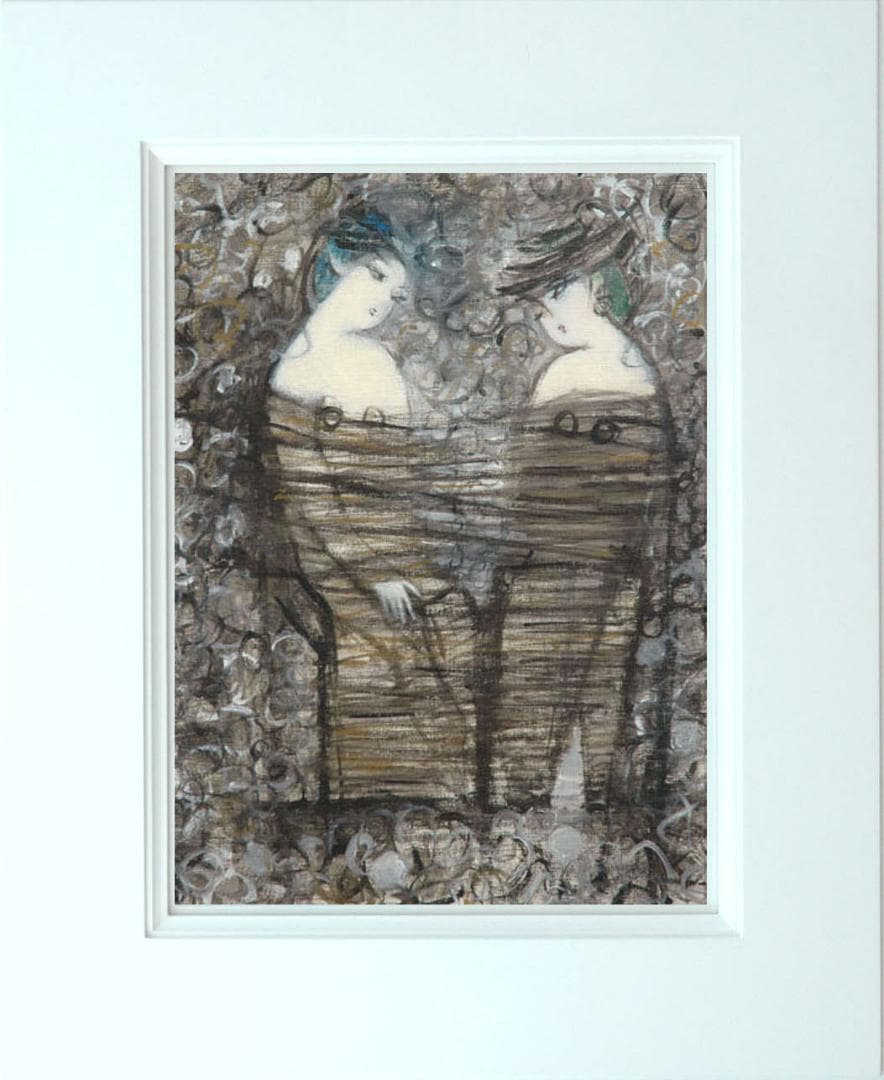 油絵 菅家令子 絵 絵画 インテリア 額付(黒) F6-083011 人物 女性