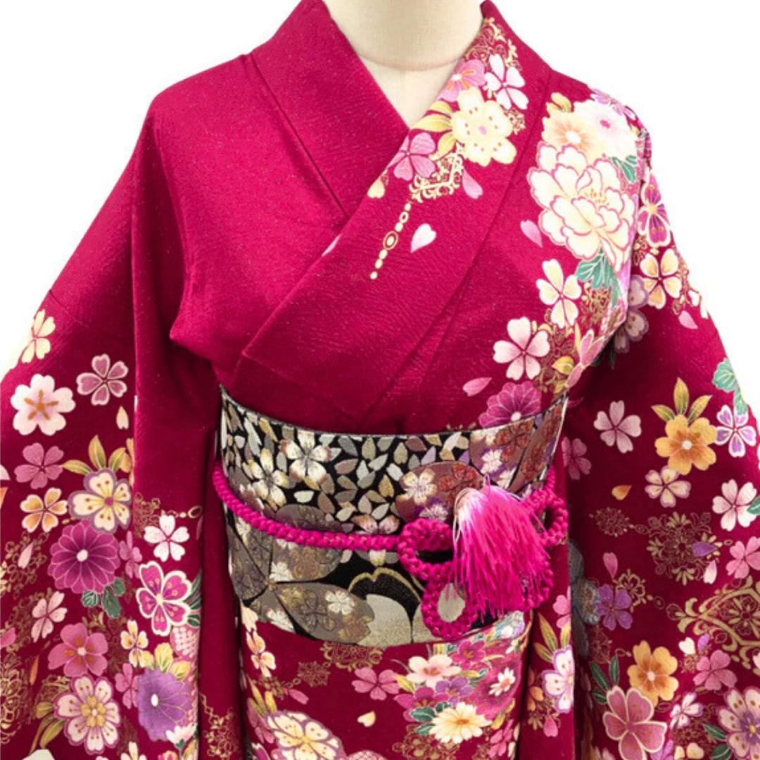 ≪早い者勝ち≫【お得品】 振袖セット 成人式 正絹 花柄 赤