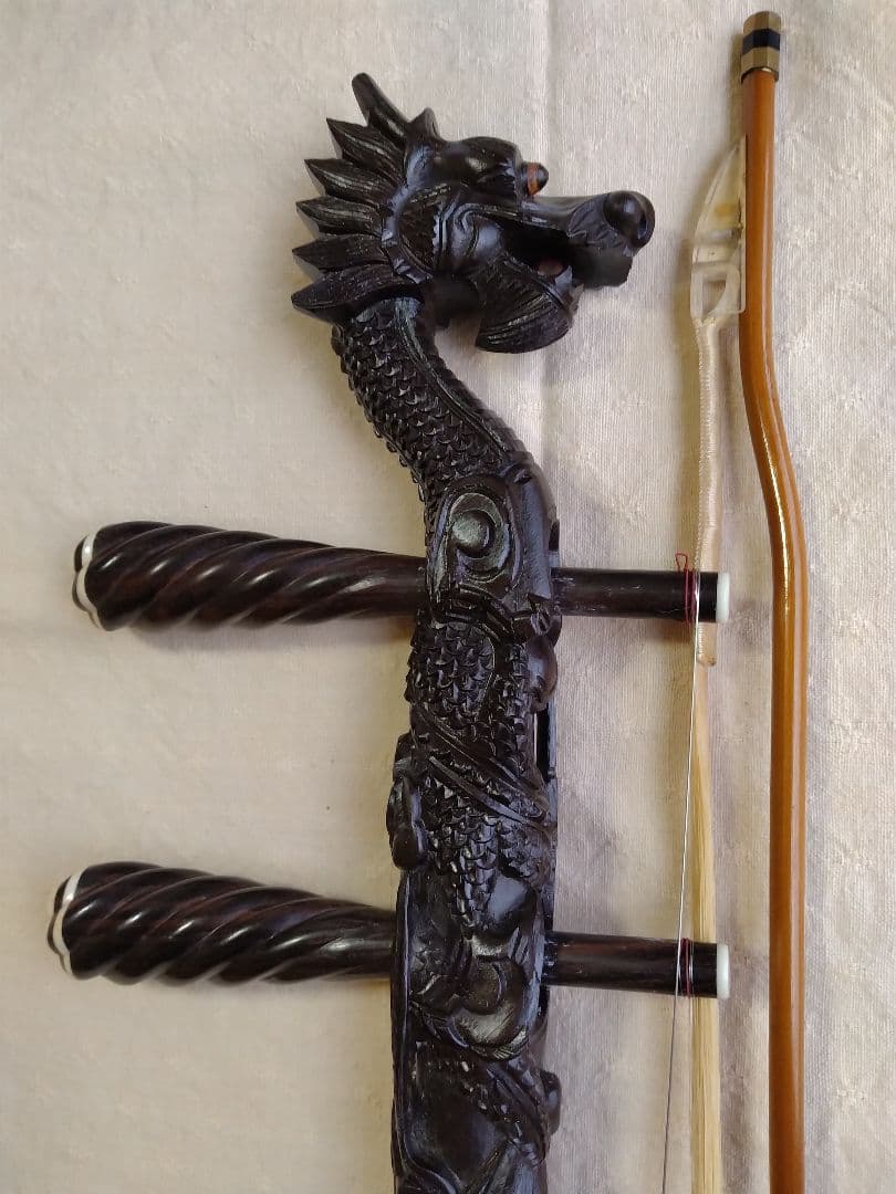 作家物】高級二胡 竜頭 龍頭 工芸品