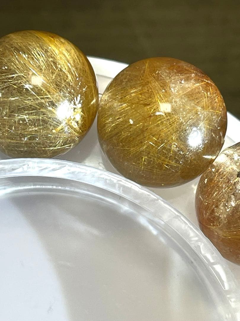 高品質　新入荷　ミックスルチルブレス超大玉約14.7㎜（新品未使用）金運虹あり