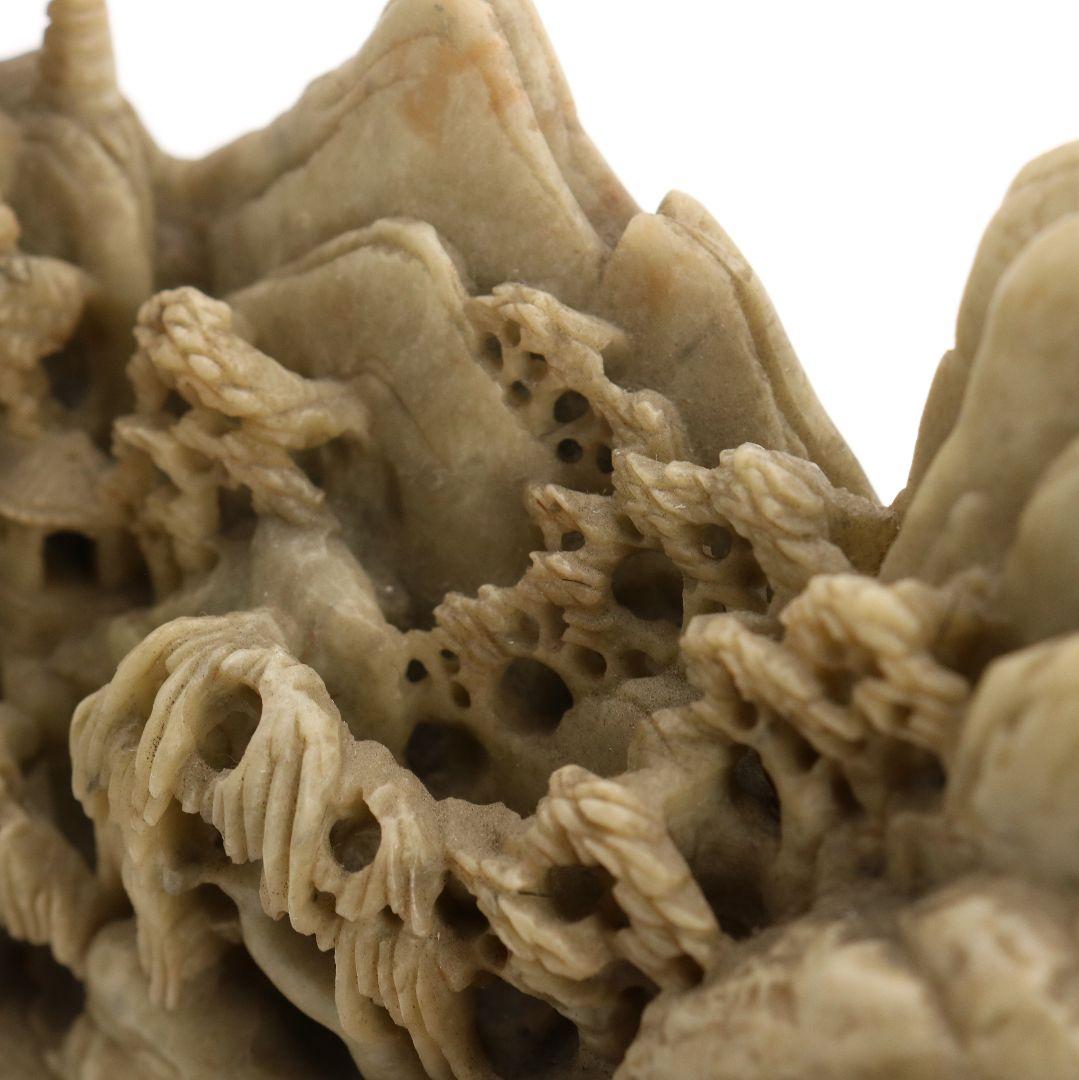 中国 寿山石楼閣山水雕 床飾 置物 彫刻 V306 KZ - winetouritalia.com