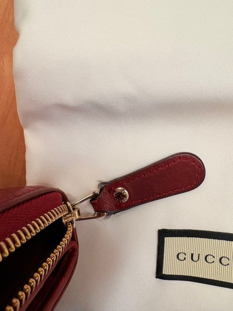 グッチ　二つ折り財布　マイクロシマ　GG　ラウンドジップ