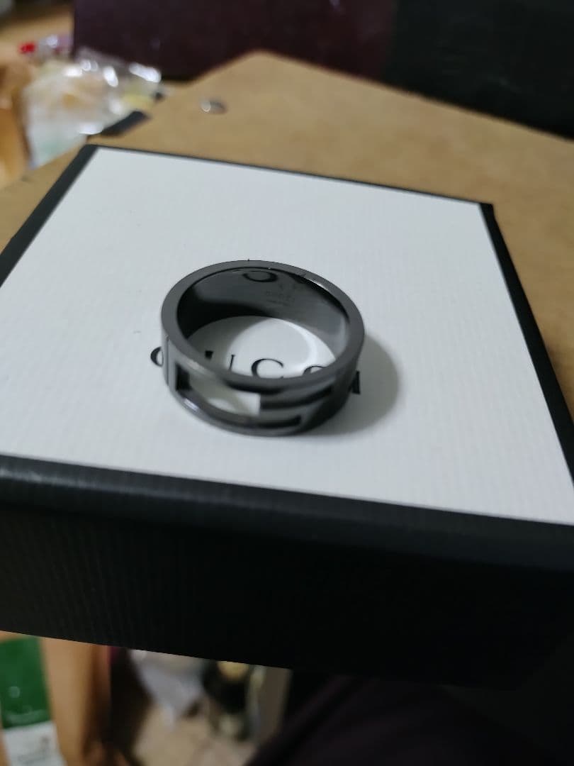 良好品 GUCCI グッチ シルバー925ブラックGリング 25号 高級感あり