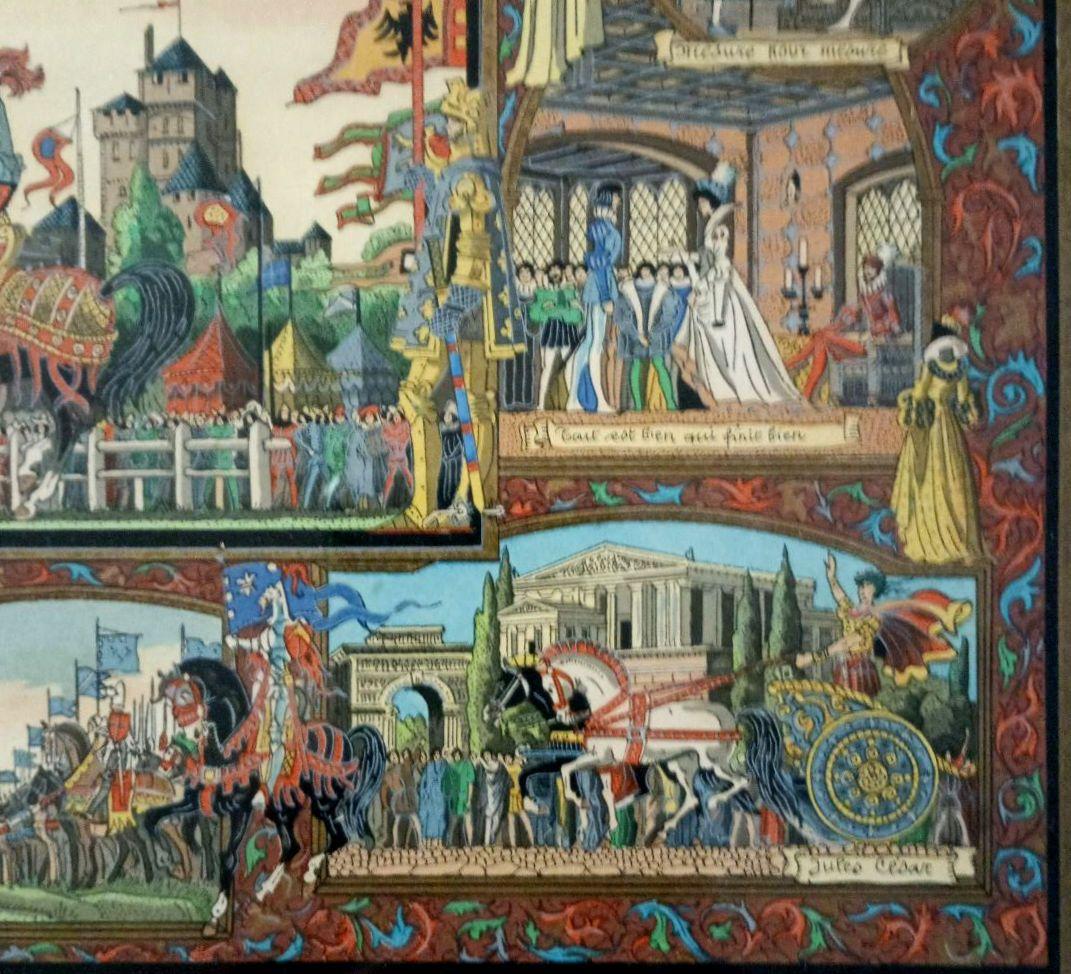 お値下げ　額装　J．Gradassi「シェークスピア劇　トーナメント戦」　細密画