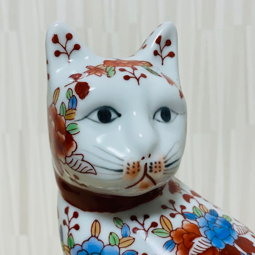 大型 古伊万里 金彩 色絵 猫 置物 陶器製 縁起物 アンティーク