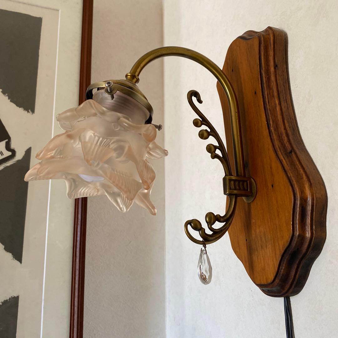 0333フランスアンティーク蔓薔薇 リボンフレーム1灯ウォールランプ