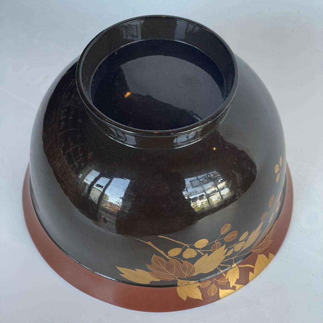 時代 金蒔絵 螺鈿 盃洗 漆 大茶椀 枝垂れ桜 さくら 菊 椿 美品