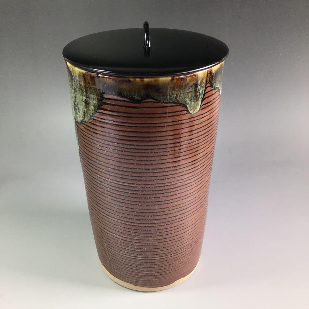 R204 水指 『高取焼』『青柳翠峰造』『細水指』 共箱 茶道具