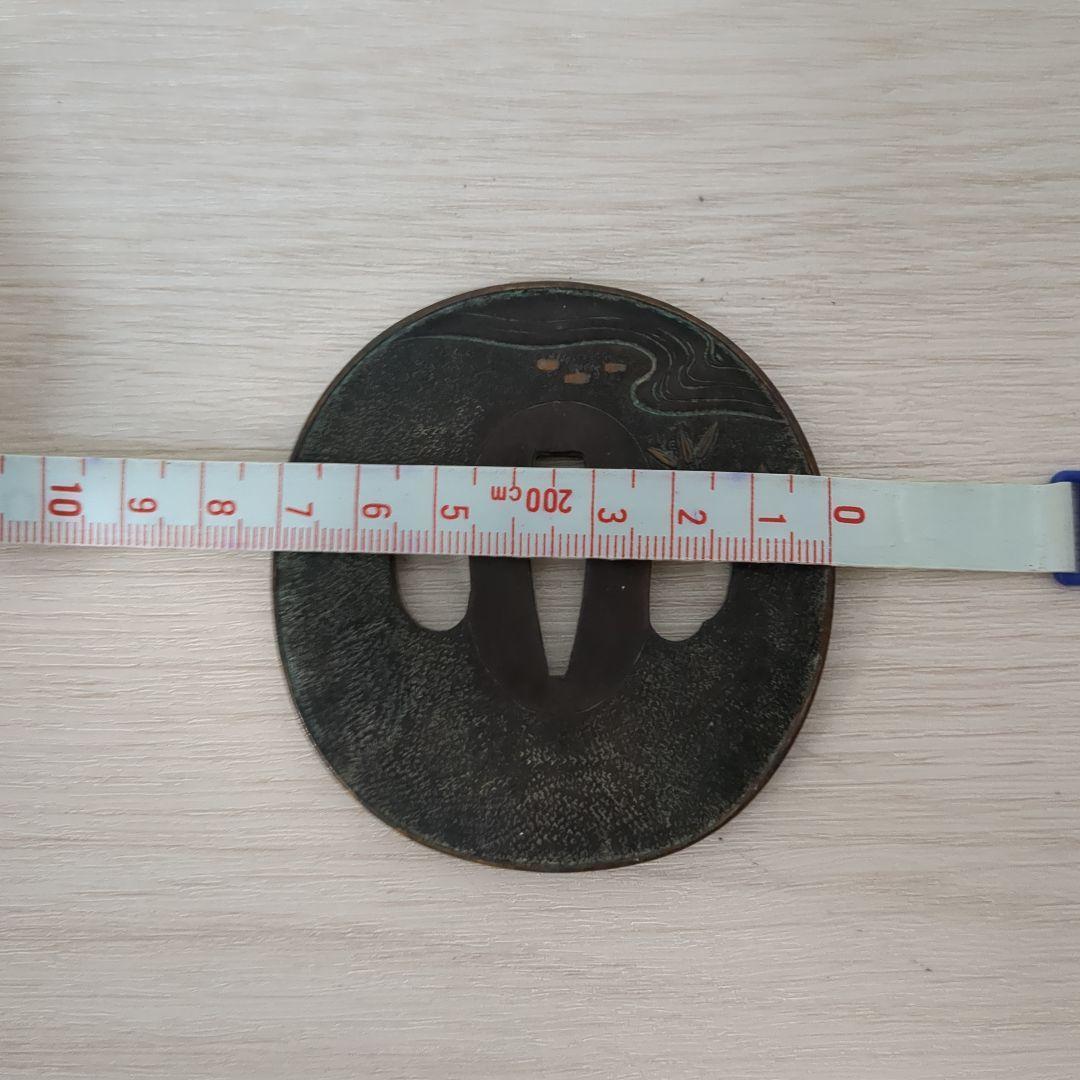 日本刀　鍔　つば　金象嵌　鶴　刀装具　武具　風景画