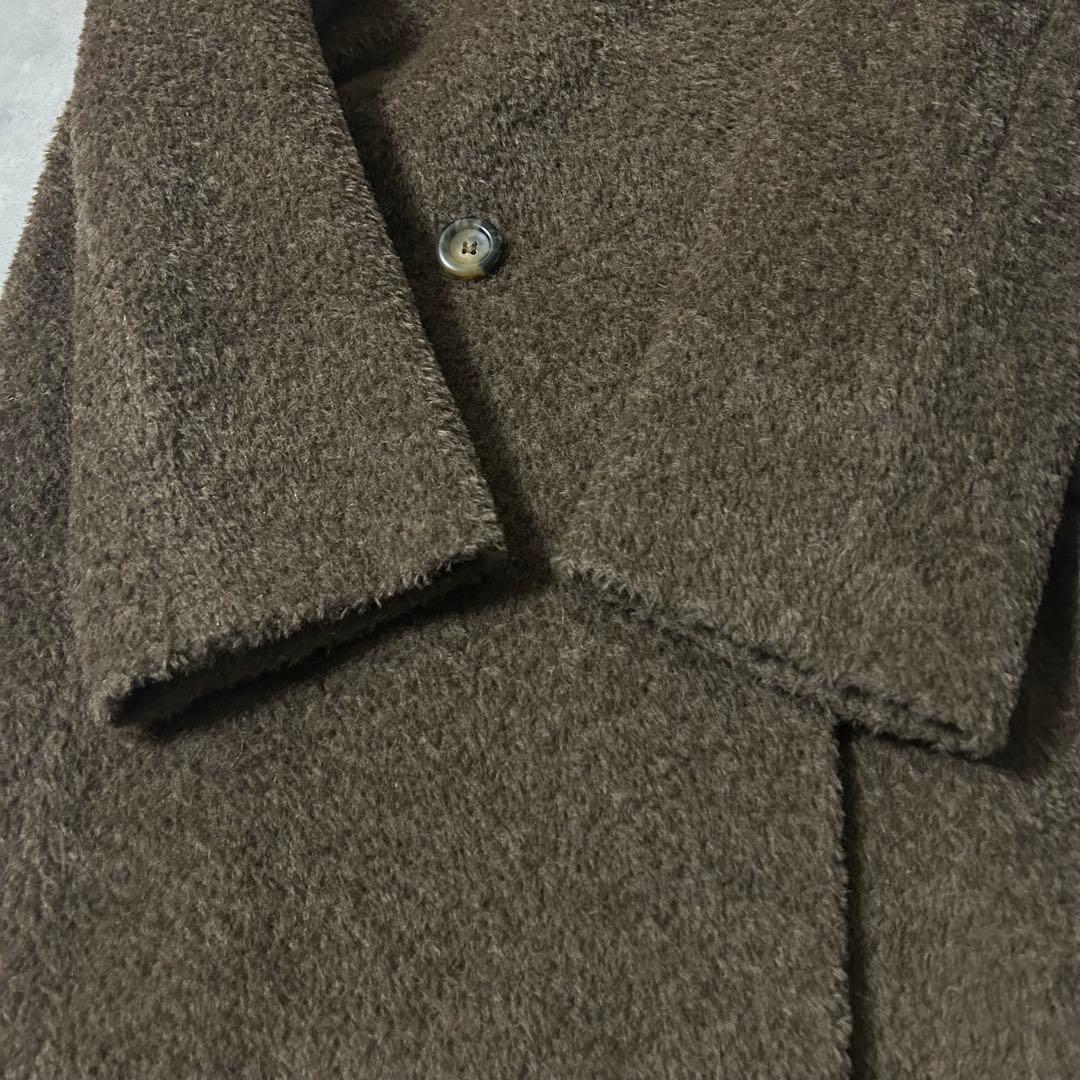 マックスマーラ 銀タグ アルパカシャギーコート ロング 裏地ロゴ