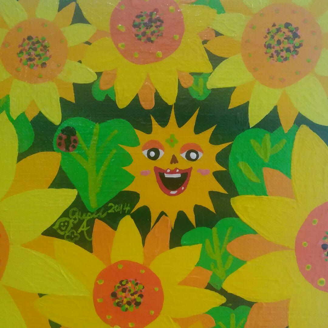 ハッピー太陽画家　小楠アキコ　作品　F6号　ハッピーひまわり