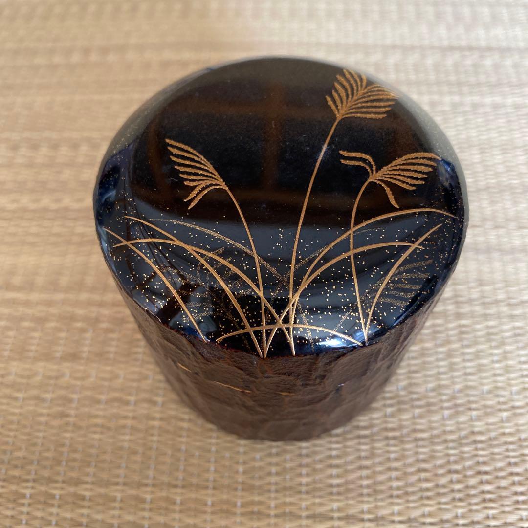 中村宗悦 作 松皮塗 武蔵野 雪吹 棗