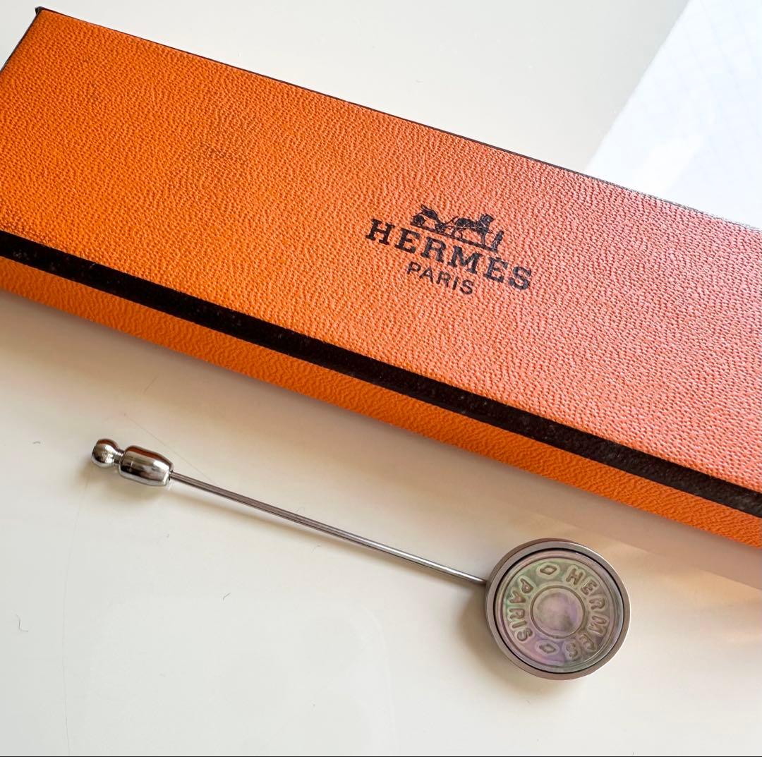 HERMES エルメスセリエラペルピン ハットピン ブローチ シェル HERMES エルメスセリエラペルピン ハットピン ブローチ シェル