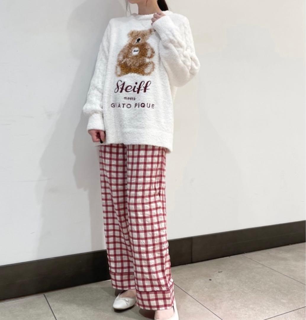 完売レア♡新品未開封♡ジェラートピケ チェックロングパンツ レッド