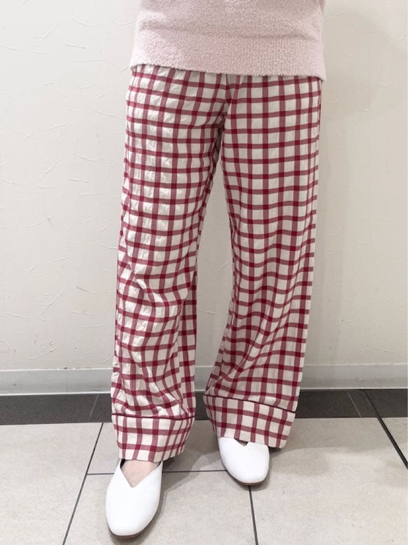完売レア♡新品未開封♡ジェラートピケ チェックロングパンツ レッド