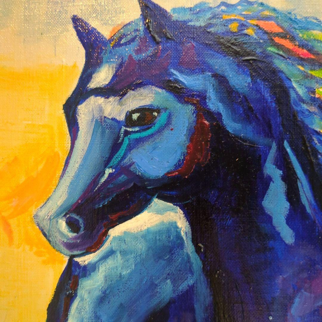 油絵専用青い世界の馬たち