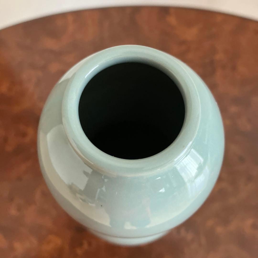 青磁　花入　3代目　諏訪蘇山② 花瓶　青瓷ひさご花入