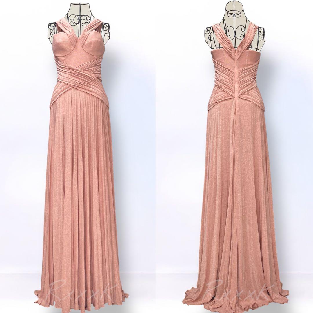 【イタリア製】エリザベッタフランキ 高級 ロングドレス マキシ プリーツ ピンク