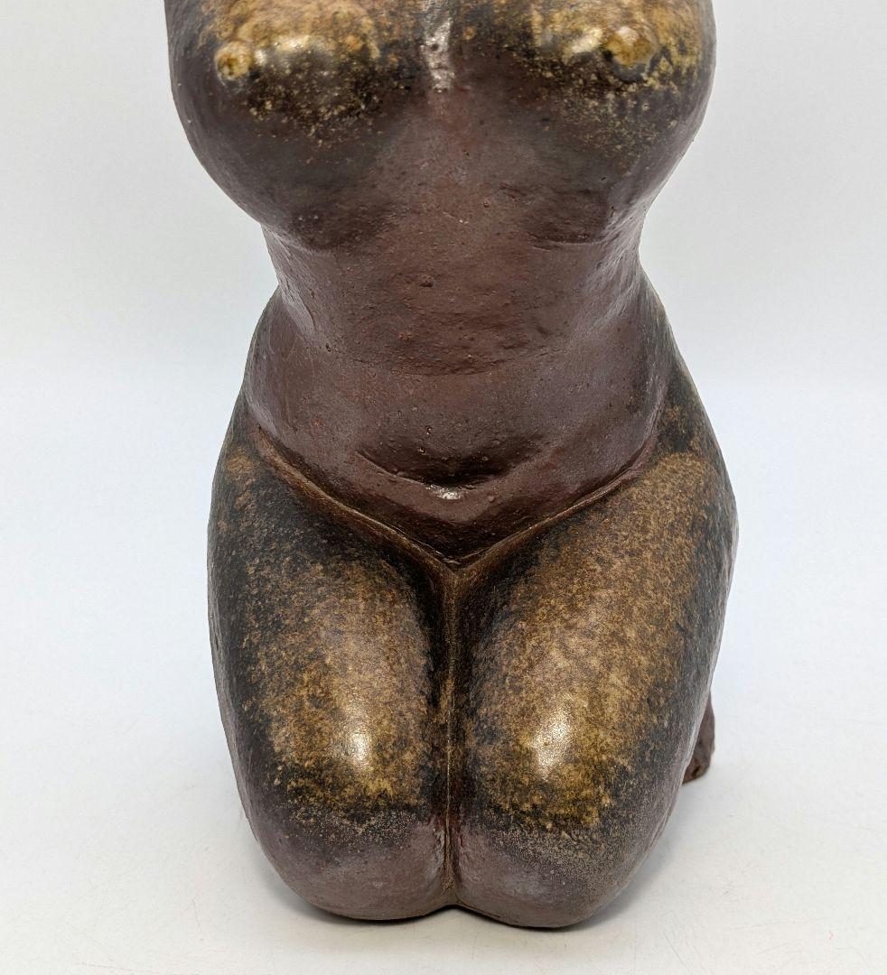 木南知加選 備前焼 裸婦像 共箱合布 置物 陶像 細工物