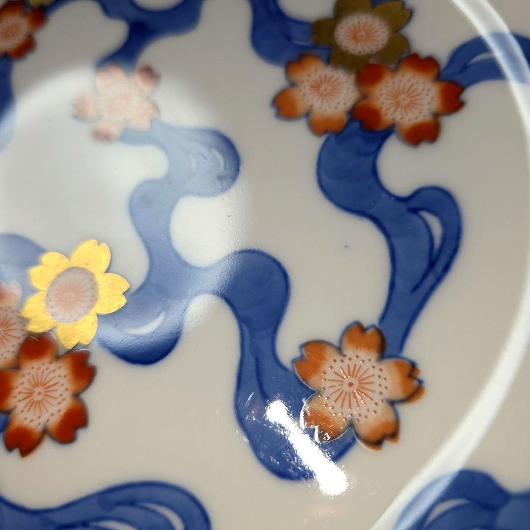 ご購入者様ご確認用　②深川製磁　希少　川に桜　中皿　18.5cm 　絵皿　1枚