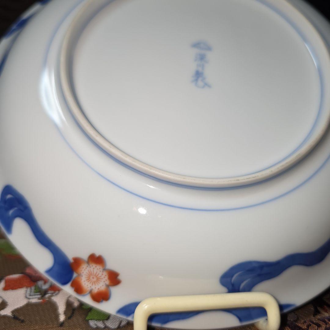ご購入者様ご確認用　②深川製磁　希少　川に桜　中皿　18.5cm 　絵皿　1枚