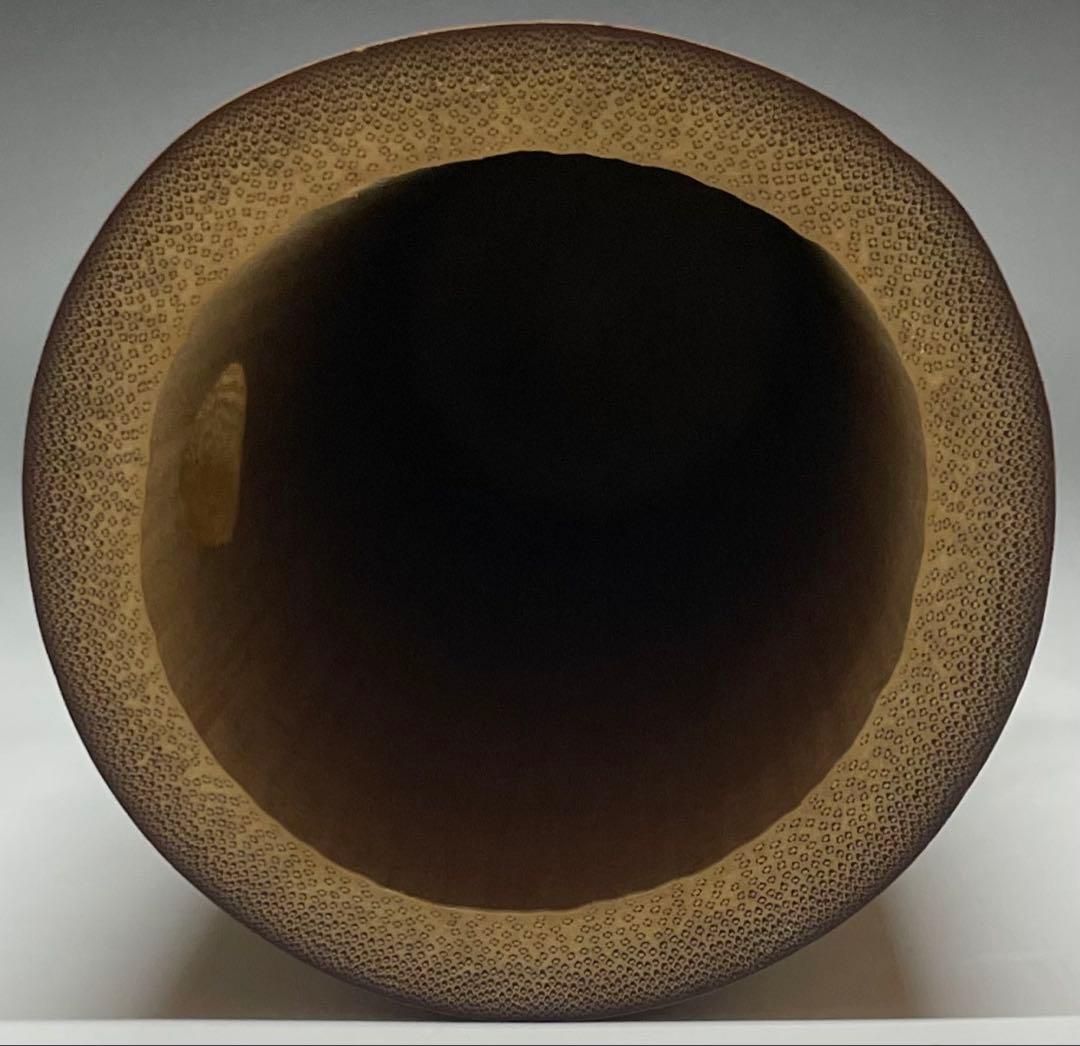 尺八花入 銘:真心 前大徳寺 福本積應書付 共箱 共布 U8816