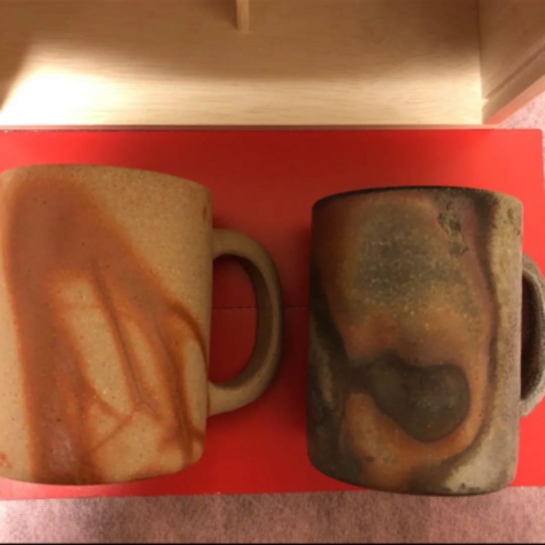 備前焼　マグカップ2客　小西陶古作品