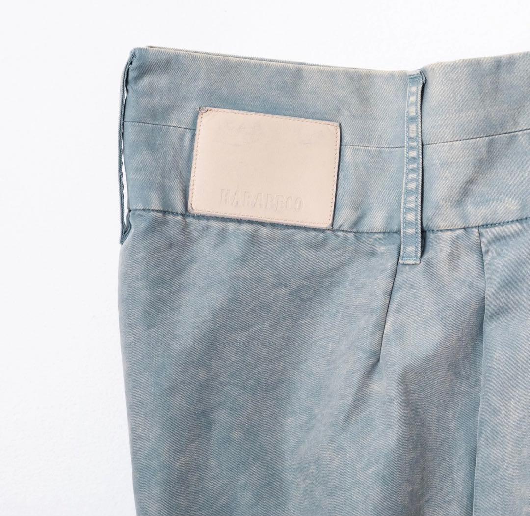 harapeco Washed-DEFORMED HALF PANTS-ブルー