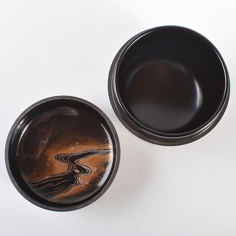 茶道具　 山中塗　中村光佑作　蓋内蒔絵　棗　共布　書付共箱　V　R6764