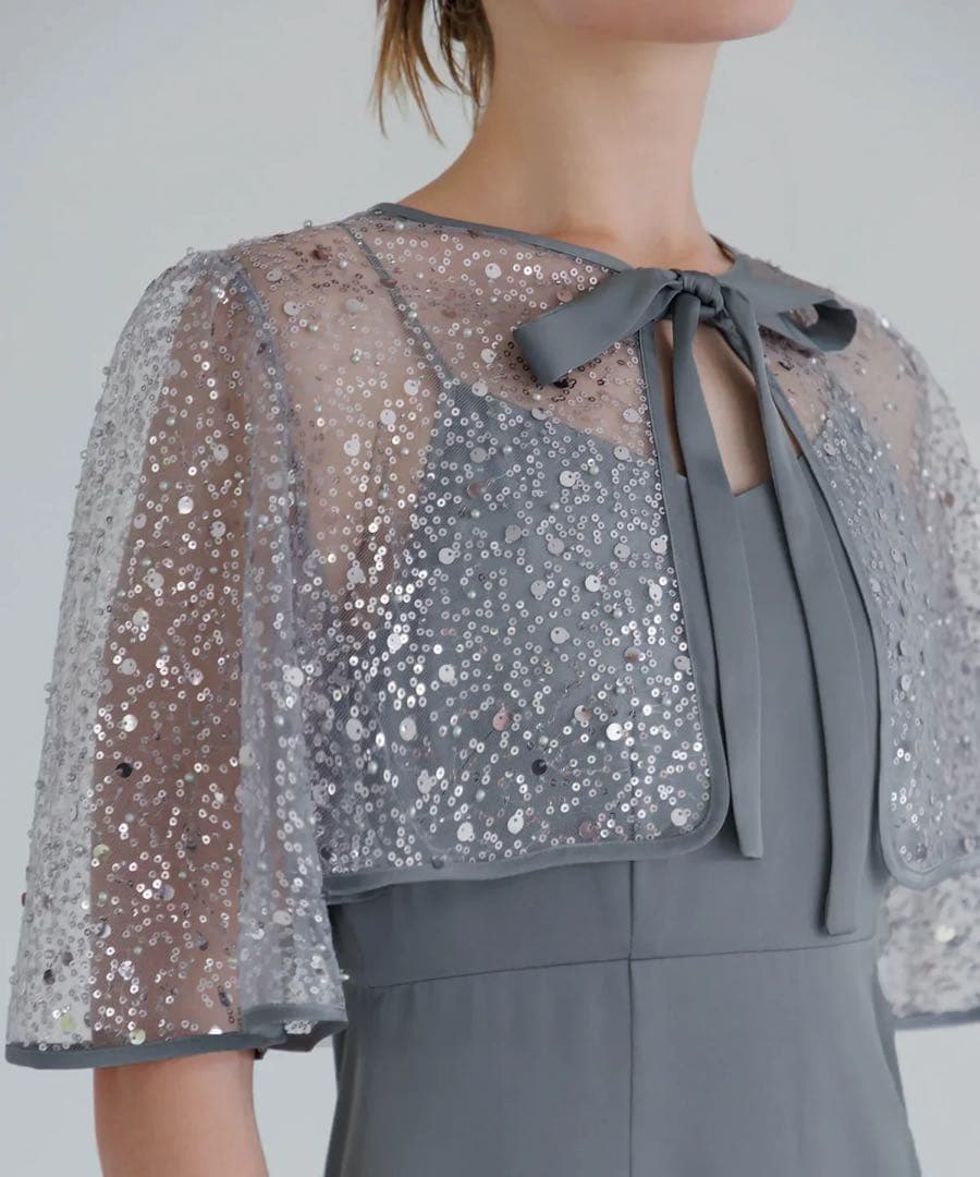 【Leja】スパンコールビジューボレロマーメイドワンピースドレス