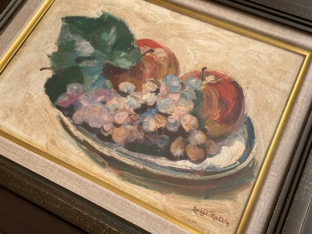 画家 加藤静児 静物 油彩画 油絵 額入 果物 フルーツ 画家 加藤静児