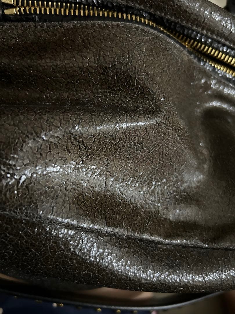 Hana⭐︎様　PRADA ダークブラウン ハンドバッグ スタッズ付