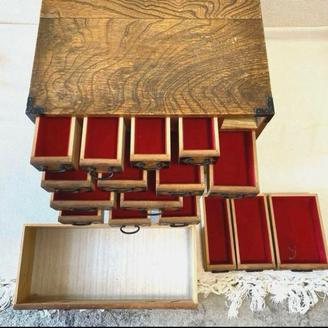 最終】小箪笥 薬箱 裁縫箱 小物棚 17杯 和モダン テレビ台 隠