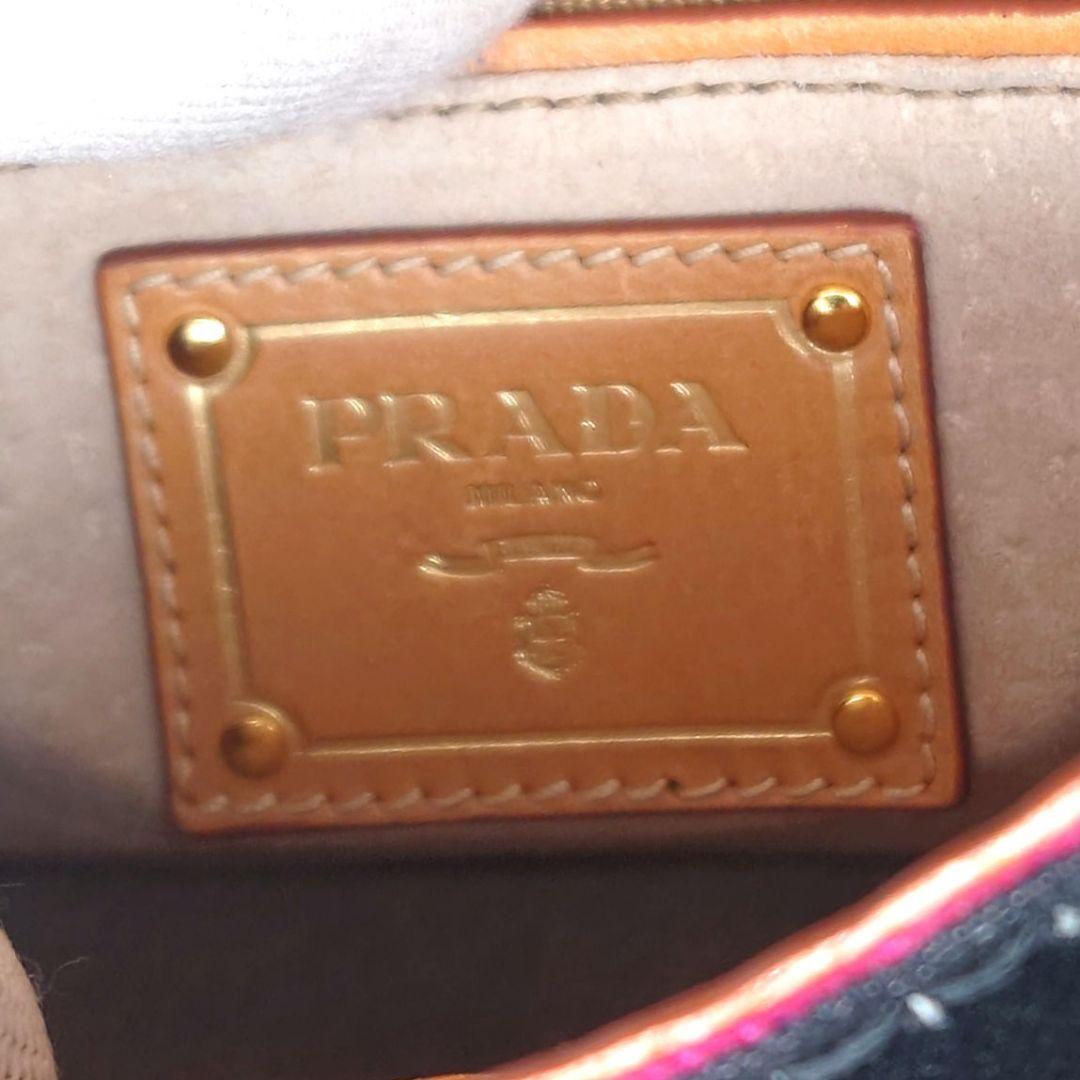 【美品・希少】プラダ カナパ リゲ ショルダーバック ボーダー 三角 2way