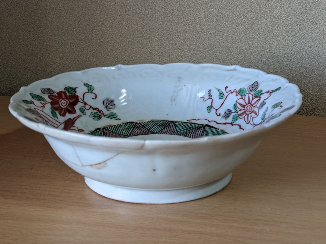♦江戸時代 古九谷 希少レア物 珍物 古陶磁 古伊万里 生掛け焼成 輪花皿骨董品