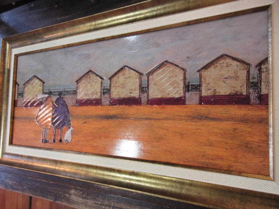 絵　絵画★サムトフト アートフレーム「海の家から海が見える」★ 動物＆癒し