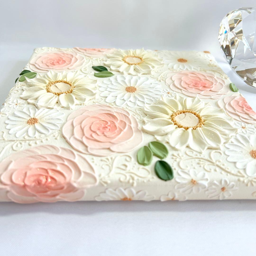 テクスチャーアート　絵画　インテリアアート　花　立体　絵　フラワーアート　花の絵