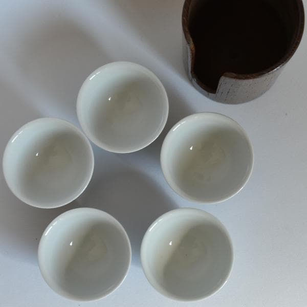 煎茶道 神代タモ碗入＋染付煎茶椀5客セット23 煎茶道 神代タモ碗入＋染