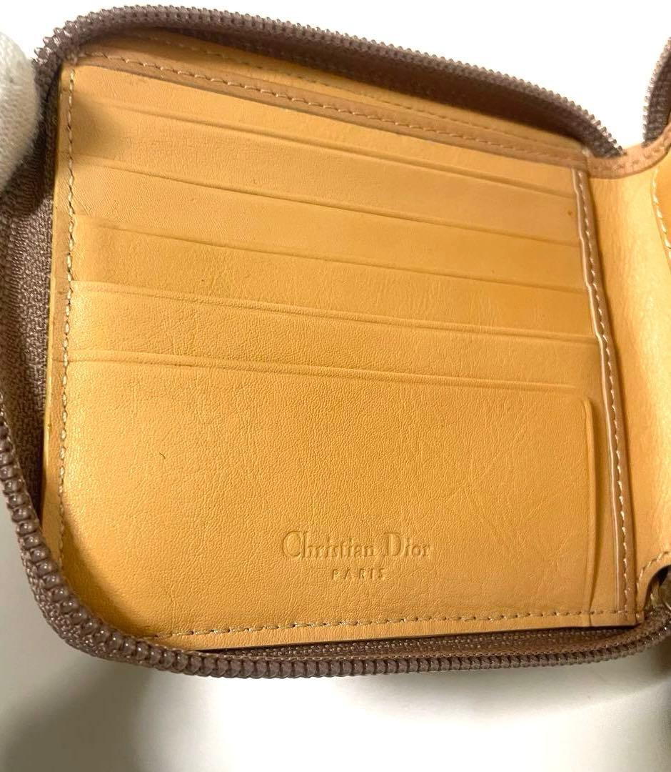 超美品】Dior ディオール 二つ折り財布 トロッター柄 ブラウン 袋付き