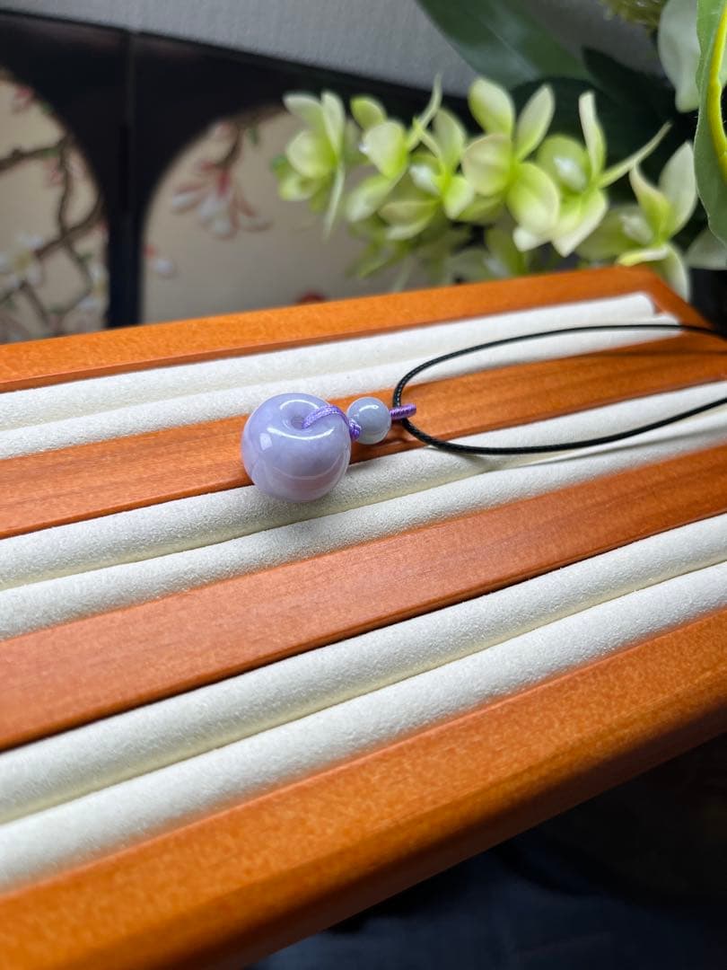 高品質❣️ミャンマー産A貨翡翠 濃いラベンダー路路通ネックレストップ 高